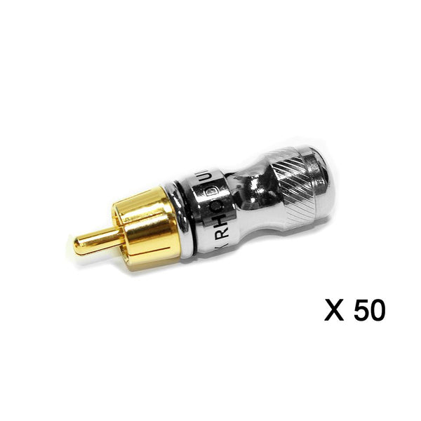 Gold Plated Hourglass RCA Connector Black Pack of 50